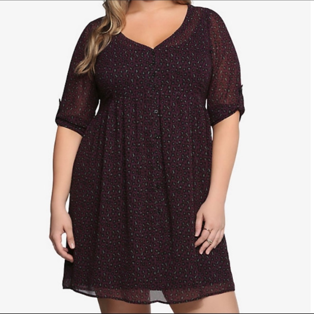 Torrid • Purple Animal Print Chiffon Shirt Dress Size 2X